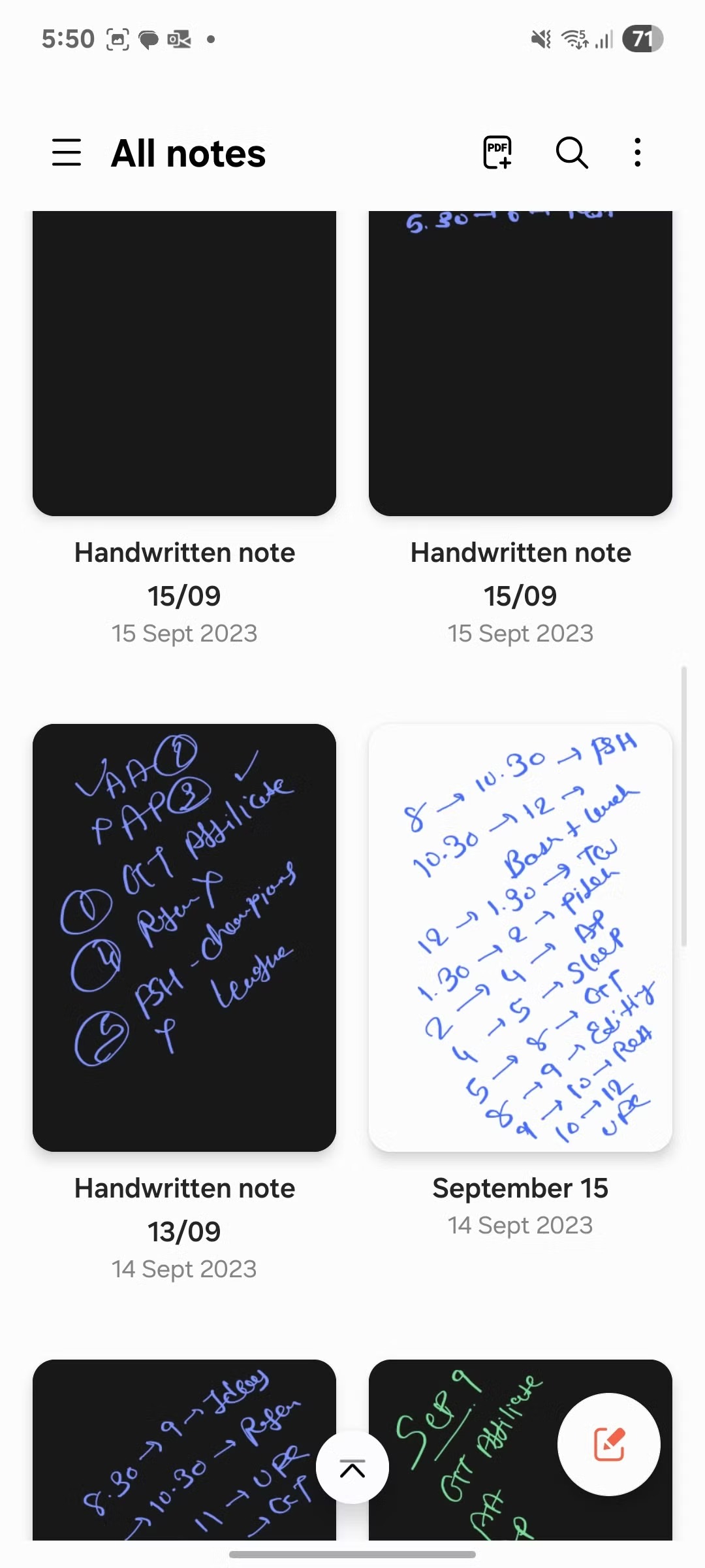 یادداشت دست‌نویس در Samsung Notes با S Pen