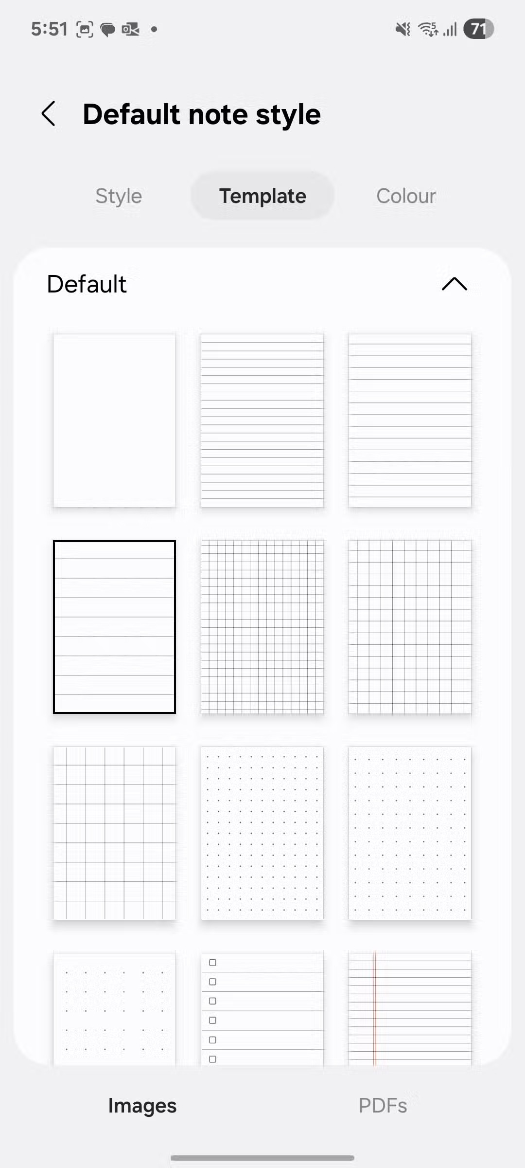نمای لیست یادداشت‌ها در Samsung Notes