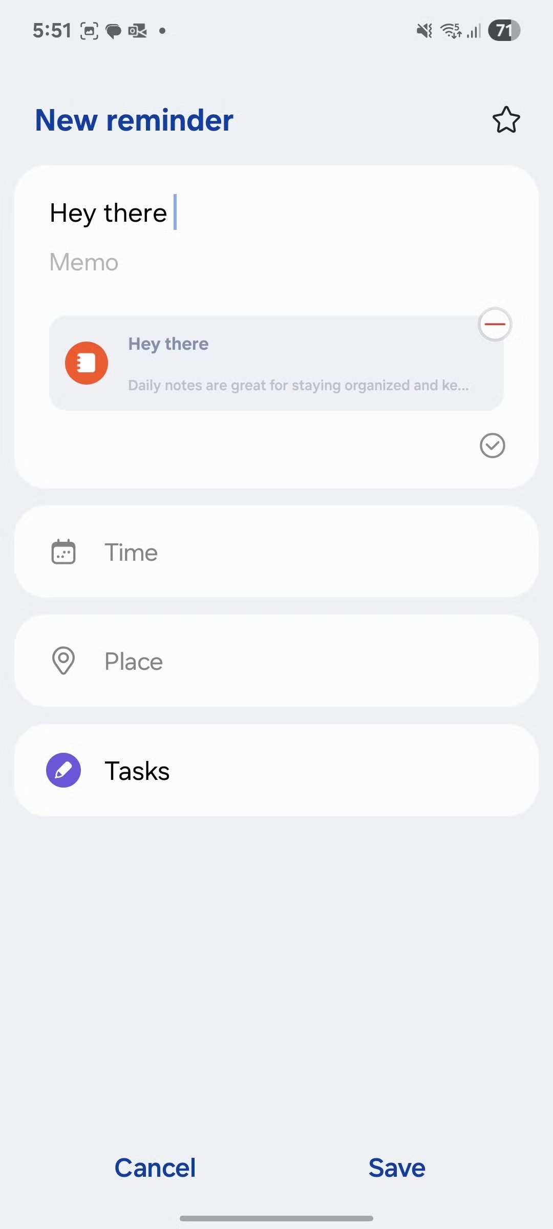 نمای صفحه Notes در Samsung Notes - نمونه یادداشت